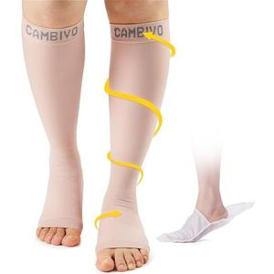 CAMBIVO Compressiekousen Open Teen, Compressiekousen Klasse 2 20-30mmHg voor Spataderen, Oedeem, Bloedcirculatie Benen, Reizen