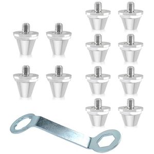 Ruikdly 12 reservenoppen met noppensleutel, schroefdoppen voor voetbalschoenen van aluminium voetbalschoenen, 2 maten, 11 mm, 13 mm
