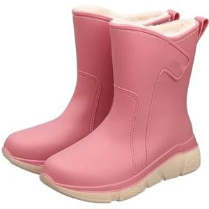 Tuinschoenen for dames, waterdichte regenlaarzen for dames - comfortabel interieur, brede kuitlaarzen for dames - gemakkelijk aan en uit te trekken(Pink-Fur-B_40)