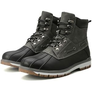 Leren gereedschapslaarzen for heren, modieuze hoge motorlaarzen met veters, antislip casual wandelschoenen for buiten (Color : Black gray, Size : 42 EU)