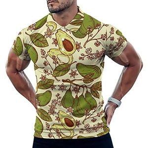 Avocado Bladeren Bloemen Casual Poloshirts Voor Mannen Slim Fit Korte Mouw T-shirt Sneldrogende Golf Tops Tees M