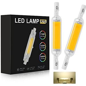 R7S LED 78mm Natuurlijk wit 4000K, 10W Vervang R7S J78 100W halogeen, AC 220V-240V 1000LM 360° stralingshoek R7S COB LED 78 mm lineaire gloeilamp, voor wandlamp/vloerlamp,2pcs