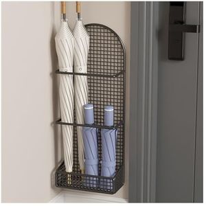 YFAURNDE Paraplu-opbergrek voor aan de deur, aan de muur te bevestigen paraplu-opbergrek zonder stoten, commercieel paraplu-opbergrek met lange steel voor thuisgebruik(Black,50 * 30cm)