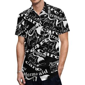 Zeemeermin haar maakt het niet uit Heren Korte Mouwen Shirts Casual Button-down Tops T-shirts Hawaiiaanse Strand Tees M