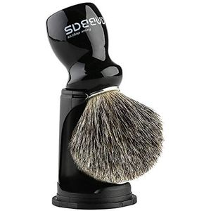Anbbas Scheerkwast dassenhaar met zwarte houder hoogwaardig houten handvat scheerschuim borstel perfect voor heren scheerbeurt (zwart)