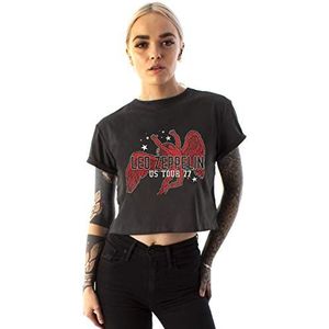 Amplified Led Zeppelin US Tour 77 Icarus T-shirt voor dames, grijs (houtskool), L