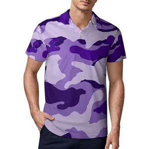 Paarse camouflage heren golfpoloshirt slim fit T-shirts korte mouw casual print tops 2XL
