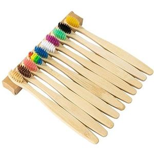 10/20/40Pcs Kinderen Kleurrijke Tandenborstel Bamboe Tandenborstel Set Zachte Varkenshaar Houtskool Bamboe Tandenborstels Mondverzorging (10ST)