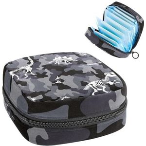 Opbergtas voor maandverband, menstruatiecup zakje, menstruatiezak, organizer voor vrouwelijke pads, tampons, dinosaurus bot camouflage militair