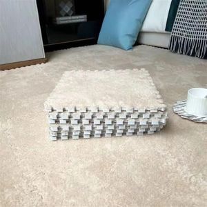 10 stuks in elkaar grijpende schuimrubberen vloermatten, zachte vierkante schuimrubberen tegels, zachte antislip puzzelvloerkleed, speelmat for de vloer van de kamer(Beige)