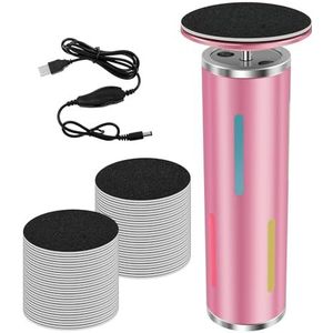 Elektrische eeltverwijderaar, eeltverwijderaar met 60 reserveschuurpapier, elektronische voetvijl met instelbare snelheid, pedicure voor dode huid (roze)