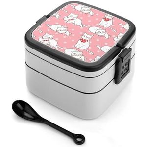 Sweet White Cats 3 Lagen Bento Box Lunch Bag Salade Lunchbox Stapelbare Maaltijd Prep Containers voor Vrouwen Mannen