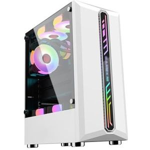 Mid-tower Computerbehuizing ATX, Micro-ATX, Mini-ITX, Kan 6 ARGB-behuizingsventilatoren Installeren, USB2.0-USB3.0-HD-audio, Zijpaneel Van Gehard Glas(White)