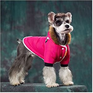 Modieuze bontkraag windjack koudebestendige kleding super warme winter puppy kleding kleine honden waterdichte stof herfst verdikt huisdier hoodie Chihuahua puppy kleding bontjas voor mopshond