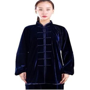 OIFAODAO, Dikker fluwelen Taichi-uniform Winter Unisex Stretch Vechtsportpak Kung Fu-kleding Chinese traditionele ochtendoefeningen Kleding Halve mouwen Tai Chi Sui,Tai Chi-uniformen(Blue1,3XL 4XL)