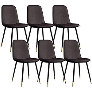 GEIRONV Moderne eetkamerstoelen set van 6, voor kantoor lounge cafe thuis kruk met stevige metalen poten PU lederen woonkamer keuken stoelen thuisstoel (kleur: bruin, maat: 43 x 55 x 82 cm)