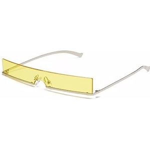 GALSOR Doorlopende ultrasmalle vierkante gestreepte bril uit één stuk Street zonnebril (kleur: geel, maat: vrije maat)