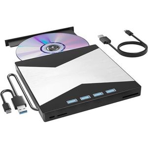 Externe CD/DVD-drive For Laptop, Dvd-speler For Pc, Cd-brander Met 4 USB-poorten En TF/SD-kaartsleuven, Externe Schijven Gebruiksvriendelijk