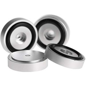 Elprico 4 stuks versterkerpoten van aluminiumlegering voor het verhogen van de hoogte van de versterker 40 x 10 mm, zilver, modern minimalistisch