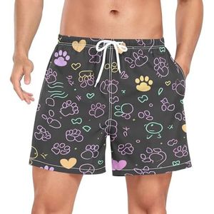 Niigeu Space Hearts Paw Dog zwembroek voor heren, sneldrogend, met zakken, Leuke mode, XL