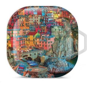 Italië strand Cinque Terre oordopjes hoesje compatibel met Samsung hard shell beschermhoes witte stijl