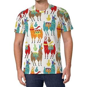 Alpaca And Llamas T-shirt met korte mouwen voor heren, casual ronde hals, modieus, zomertops