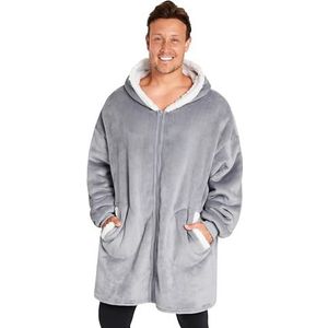 CityComfort Deken hoodie voor volwassenen en tieners - warme oversized hoodie met ritssluiting - eenheidsmaat zachte sherpa gevoerde draagbare deken, Grijs, one size