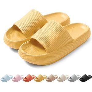 HEOAARG Pantoffels voor dames en heren, comfortabel, antislip, voor het zwembad, zacht, voor de zomer, lichte doucheschoenen, strand, voor binnen en buiten, Geel, 38/39 EU