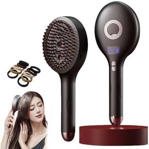 De ultieme 2-in-1 stylingborstel en haarspray, haarborstels, voegt glans en gladheid toe, vermindert pluis for alle haartypen(Black(upgraded))