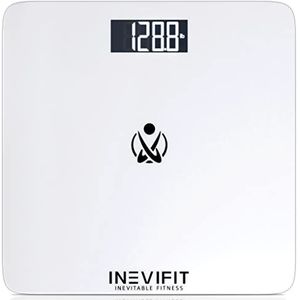INEVIFIT Badkamerschaal, zeer nauwkeurige digitale badkamerlichaamsschaal, meet gewicht voor meerdere gebruikers. wit groot platform 12.3 ""X12.3