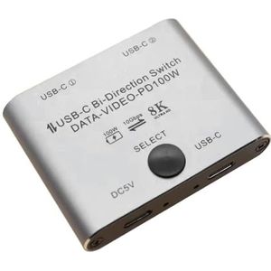 Booso Bidirectionele USB C-Switch/Splitter 8K USB C-Switch KVM 8K 60Hz 4K 144Hz-Video voor Meerdere Bronnen Geen USB C-Lijn