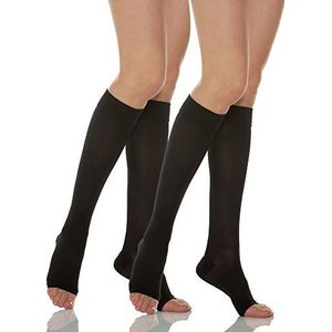RelaxSan Basic 950A (2 Paren - Zwart, 2) 280 denier open teen stevige ondersteuning kniekousen 22-27 mmHg