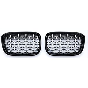 Grill Grilles Trim EEN Paar Voor BMW X3 G01 G08 X4 G02 Diamond Nier Grille Voorbumper Grill Front Grill(Zilver zwart)