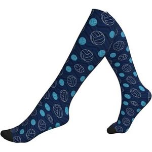 Blauwe Volleybal Compressie Sokken Voor Vrouw & Man Unisex 20-30mmhg Knie Hoge Kuiten Voor Vliegende Running Sport, 1 zwart, Eén Maat