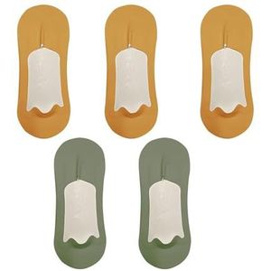 YIJIANUO 5 Paar Heren Sokken Katoen Ademend Zomer Ultradunne No Show Ice Silk Sok Siliconen Antislip Bodem Absorberen Zweet Mannen Boot Sok, 3 geel 2groen, EU 37-45