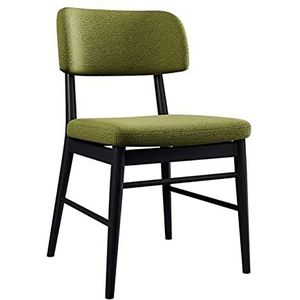 GEIRONV 1 stuks eetkamerstoelen, retro design katoen en linnen metalen poten lounge stoelen keuken woonkamer balkon stoel Eetstoelen (Color : Green)