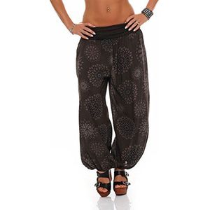 malito dames pofbroek met opdruk| Harembroek om te dansen | Aladdinbroek om te chillen - Vrijetijdsbroek - Pofbroek 7181 (donkerbruin)