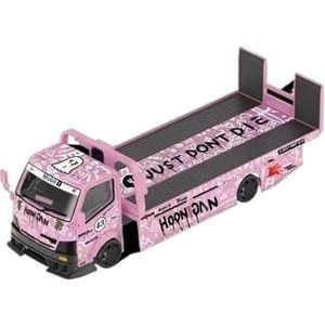1/64 Voor HOONIPIGASUS Roze Flatbed Sleepwagen Diecast Model Auto Speelgoed (Color : A, Size : With box)