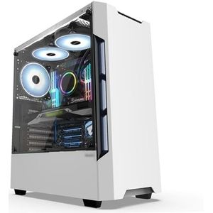 Mid-Tower Computerbehuizing ATX/M-ATX/ITX, Desktop Computerbehuizing, Verticale GPU-beugel Gehard Glazen Zijpaneel(White)
