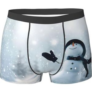 DEXNEL Heren ondergoed boxerslips zacht ademend ondergoed 1pack, Kerstmis Happy Snowman, Zwart, XXL