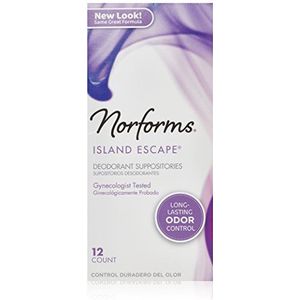 Norforms, Suppositories Island Escape Deodorant voor vrouwen, zetpillen, 12 stuks