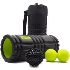 KALAHARI Foam Roller Set, 3 in 1 plus E-boek met oefeningen in het Nederlands – Fasciarol, Dubbele bal, Noppenbal voor Zelfmassage en Triggerpoint Therapie, Massage Roller voor benen, rug, armen