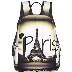 Eiffeltoren Liefde Parijs Print Stijlvolle Laptop Rugzak Voor Vrouwen School Boekentas Lichtgewicht Casual Reizen Dagrugzak, Zwart, Eén maat