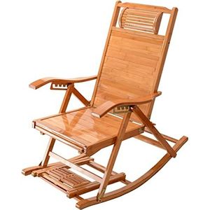 GEIRONV Houten liggende stoel, terras balkon verstelbare schommelstoel uitdagende voetsteun buitensteun vrije tijd vouwtuin zonnestond Fauteuils