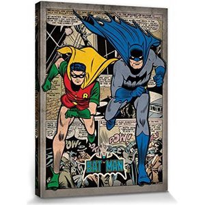 1art1 Batman Poster Kunstdruk Op Canvas Montage Muurschildering Print XXL Op Brancard | Afbeelding Affiche 80x60 cm