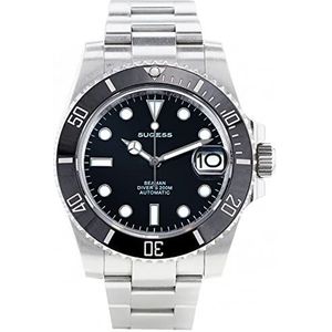 Sugess Ocean Star 200 M Waterbestendigheid 316L Roestvrij Staal Keramische Bezel NH35A Automatische Mechanische Duiker Heren Horloge SG116610LN, Zilver, 40mm, duiker