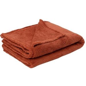 Engels Home Fleece deken, deken voor bank, bank of bed, sprei, zachte pluche, gezellige dekens voor op reis, kerstdeken als cadeau 51"" 67"" (130x170 cm) Terracotta