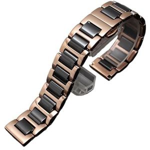 INEOUT Quick Release Keramische Horlogeband 14 15 16 17 18 19 20 21 22mm Zwart Wit Horlogeband For Mannen En Vrouwen Armband (Color : Rosegold black, Size : 12mm)
