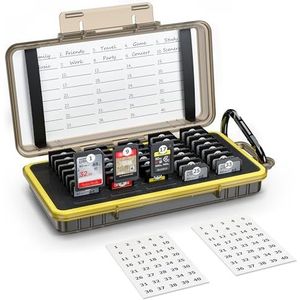 KIWIfotos Hoes voor geheugenkaart met 40 vakken, waterbestendig, voor 40 SD-kaarten SDXC SDHC/NS (Nintendo Switch) /Sony PSV PS Vita, SD-kaart
