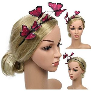 MINTIME Dames meisjes vlinder haarband hoofdband haaraccessoires hoofdtooi bruidssieraden (rood)